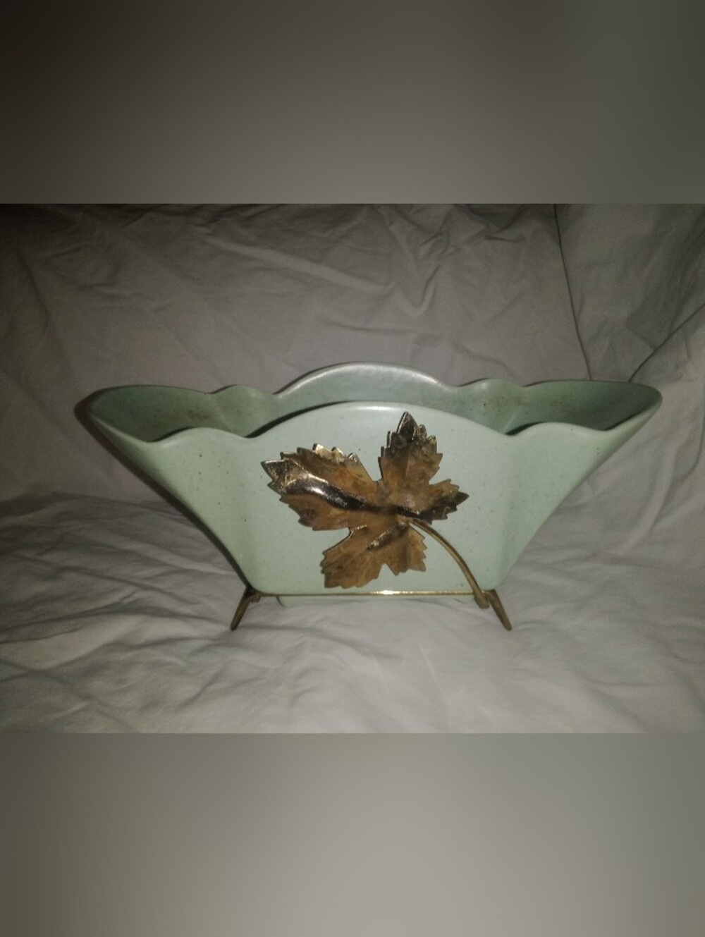 Vintage Mid Century Modern MCM Gold Leaf Stand Planter 50s 60s Boho Decor